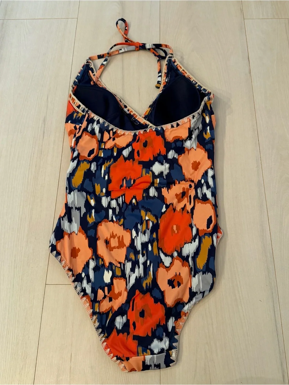 Boden Navy & Orange Floral One-Piece Swimsuit